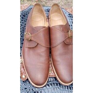J.Shoes Mens Templar E7303 Real Leather Oxford Like Strap Brown Shoes US 11.5
